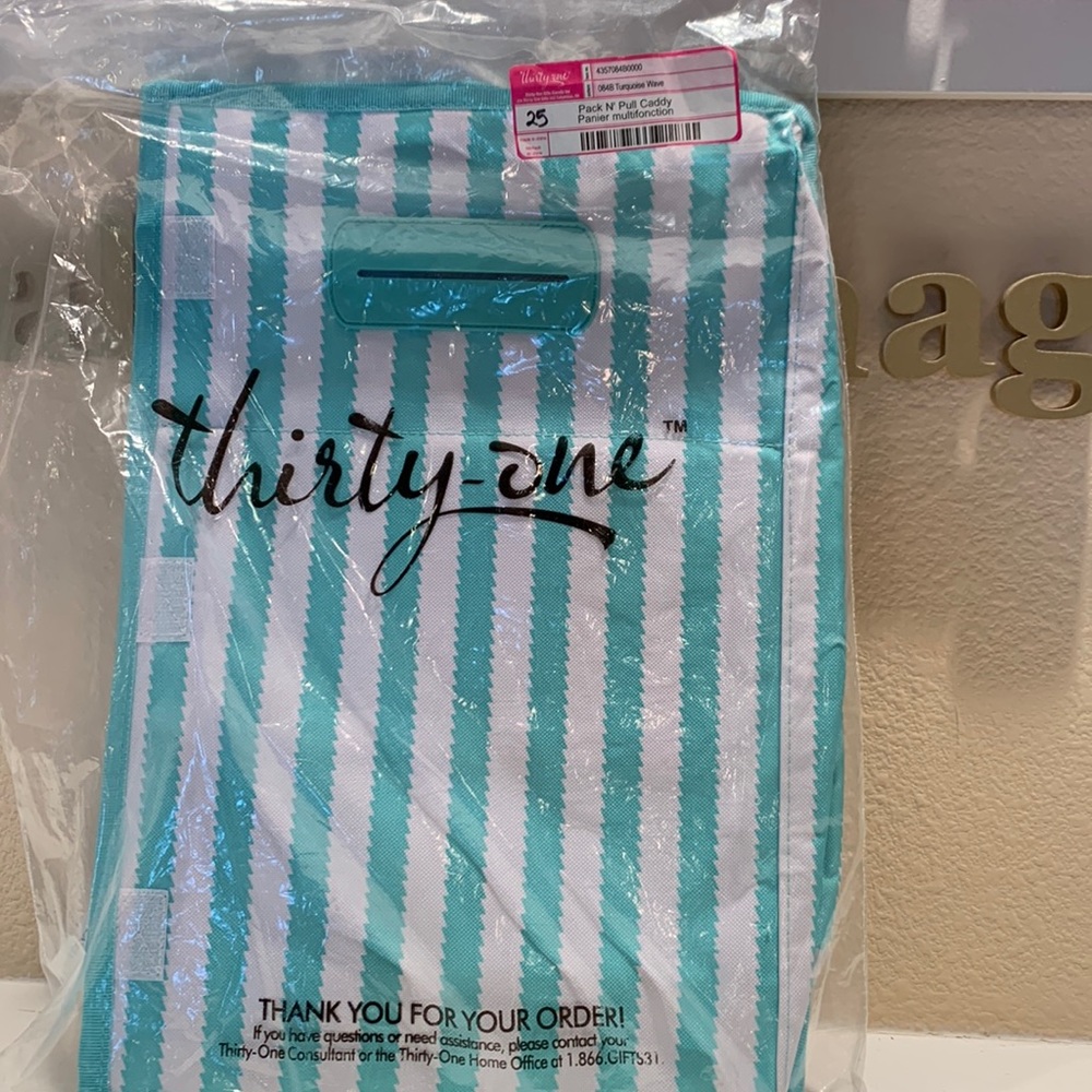 Thirty One Pack N Pull Caddy In turquoise wave brand NIP 31 car ORGANIZER